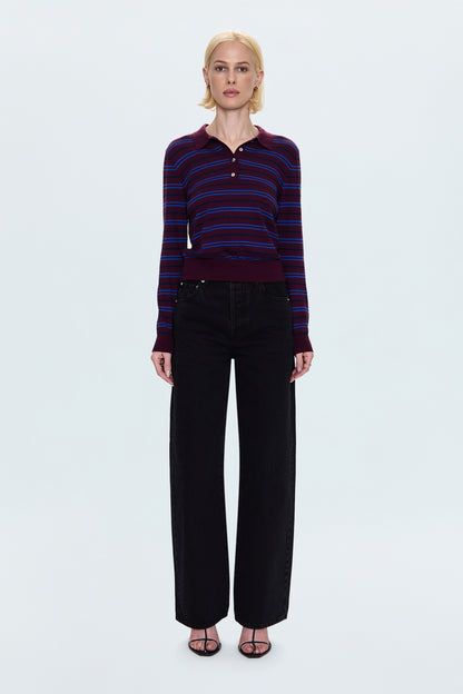 Tate High Rise Bowed Wide Leg Jean - Midnight Hour