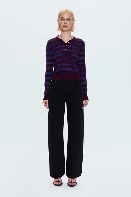 Tate High Rise Bowed Wide Leg Jean - Midnight Hour