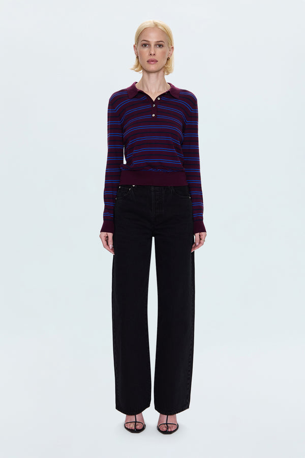 Tate High Rise Bowed Wide Leg Jean - Midnight Hour