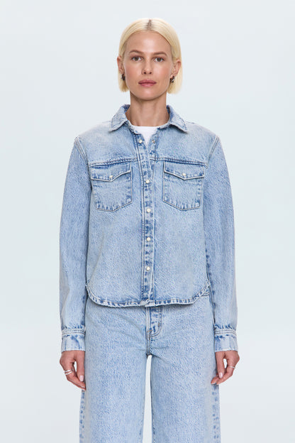 Thea Shrunken Denim Shacket - Modena Vintage