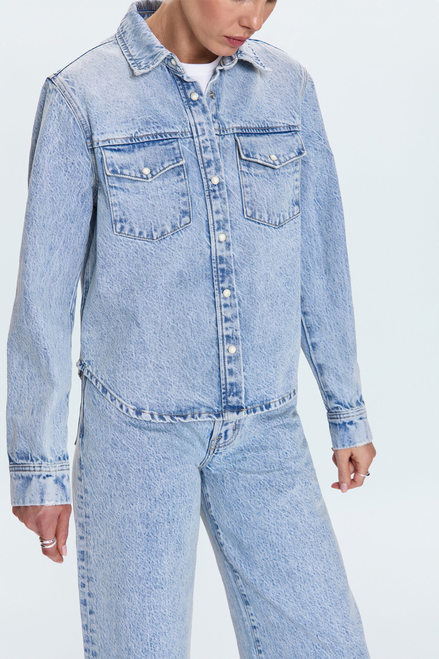 Thea Shrunken Denim Shacket - Modena Vintage