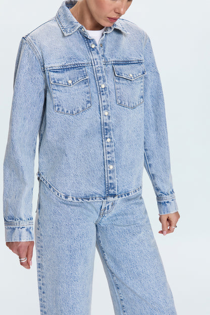 Thea Shrunken Denim Shacket - Modena Vintage