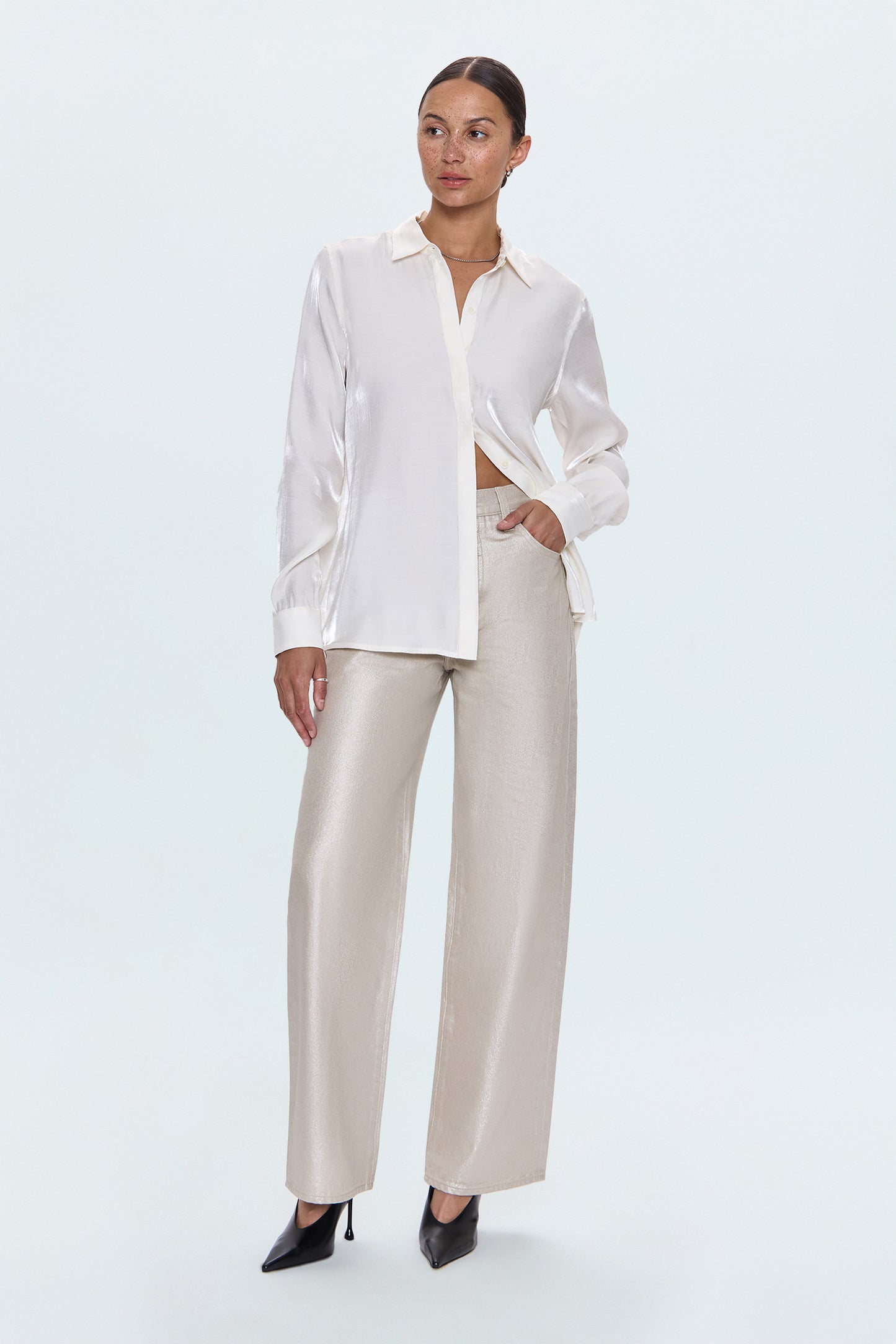 Tilda Long Sleeve Button Up - Ecru