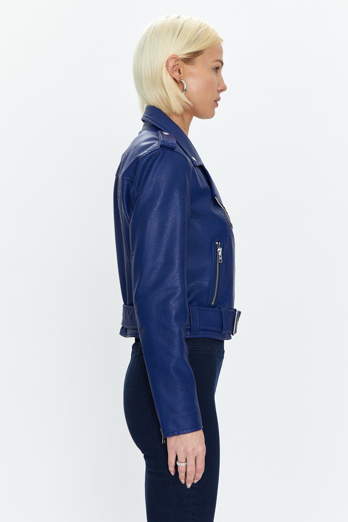 Tracy Cropped Moto Jacket - Electric Blue