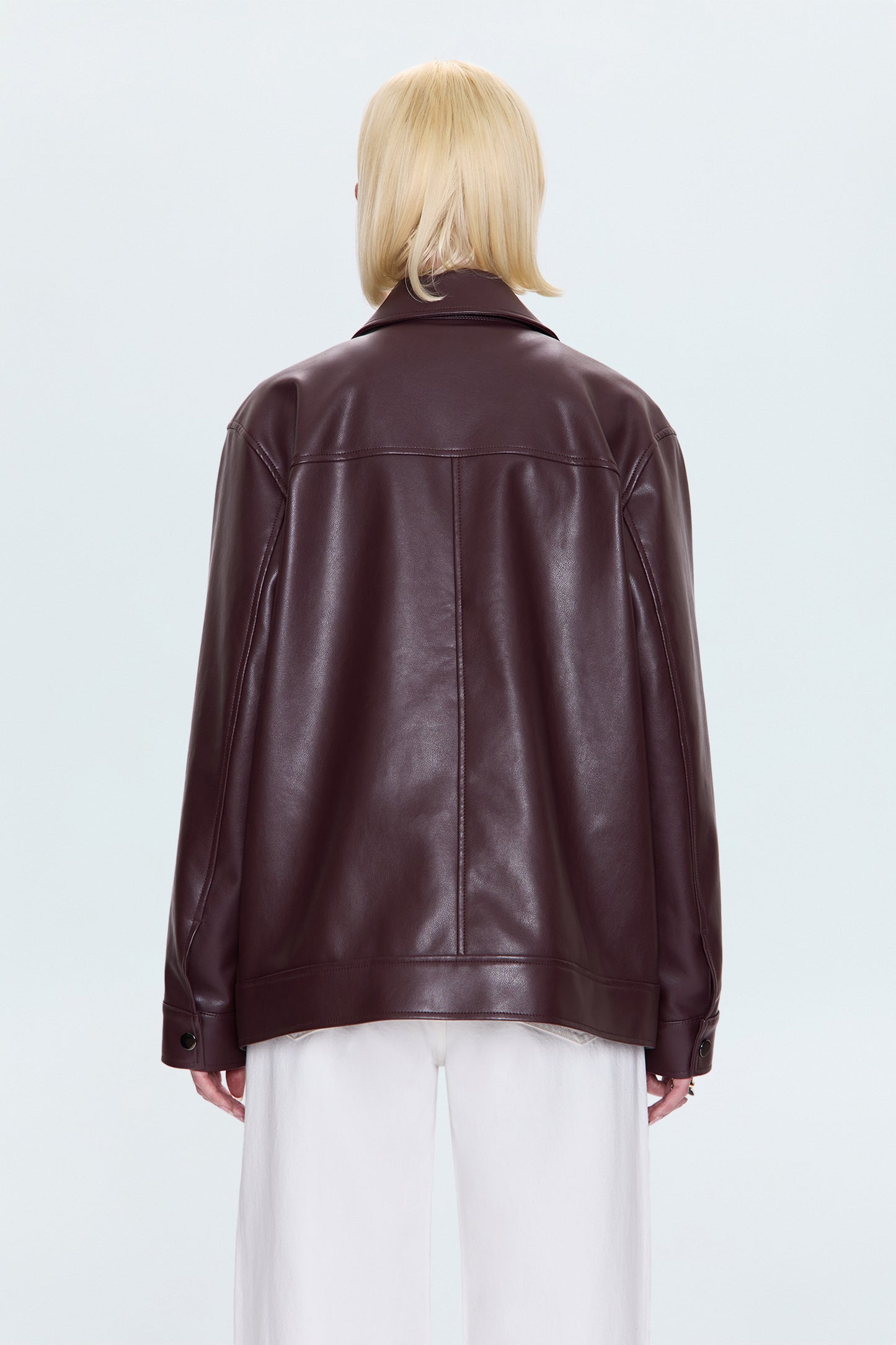 Valerie Faux Leather Bomber Jacket - Cabernet