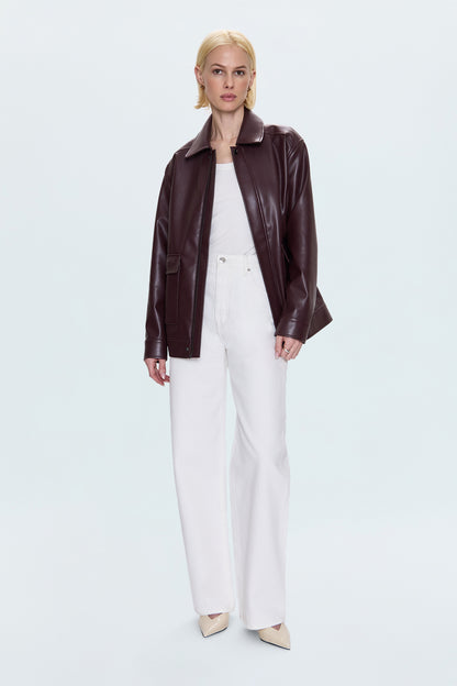 Valerie Faux Leather Bomber Jacket - Cabernet