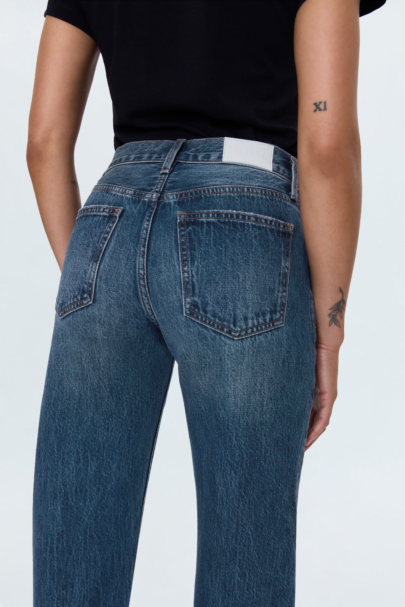 Pistola Lexi Mid Rise Bowed Straight Jean in Day Glow
