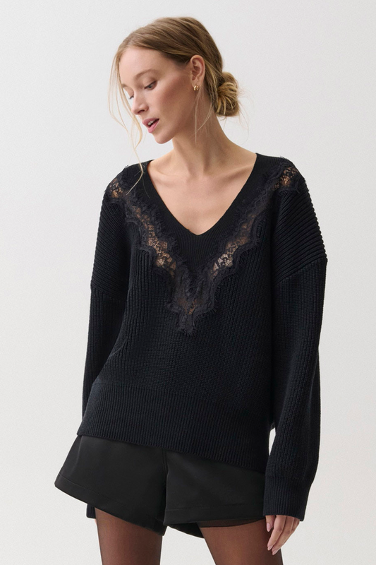 Chiara Lace Sweater - Black