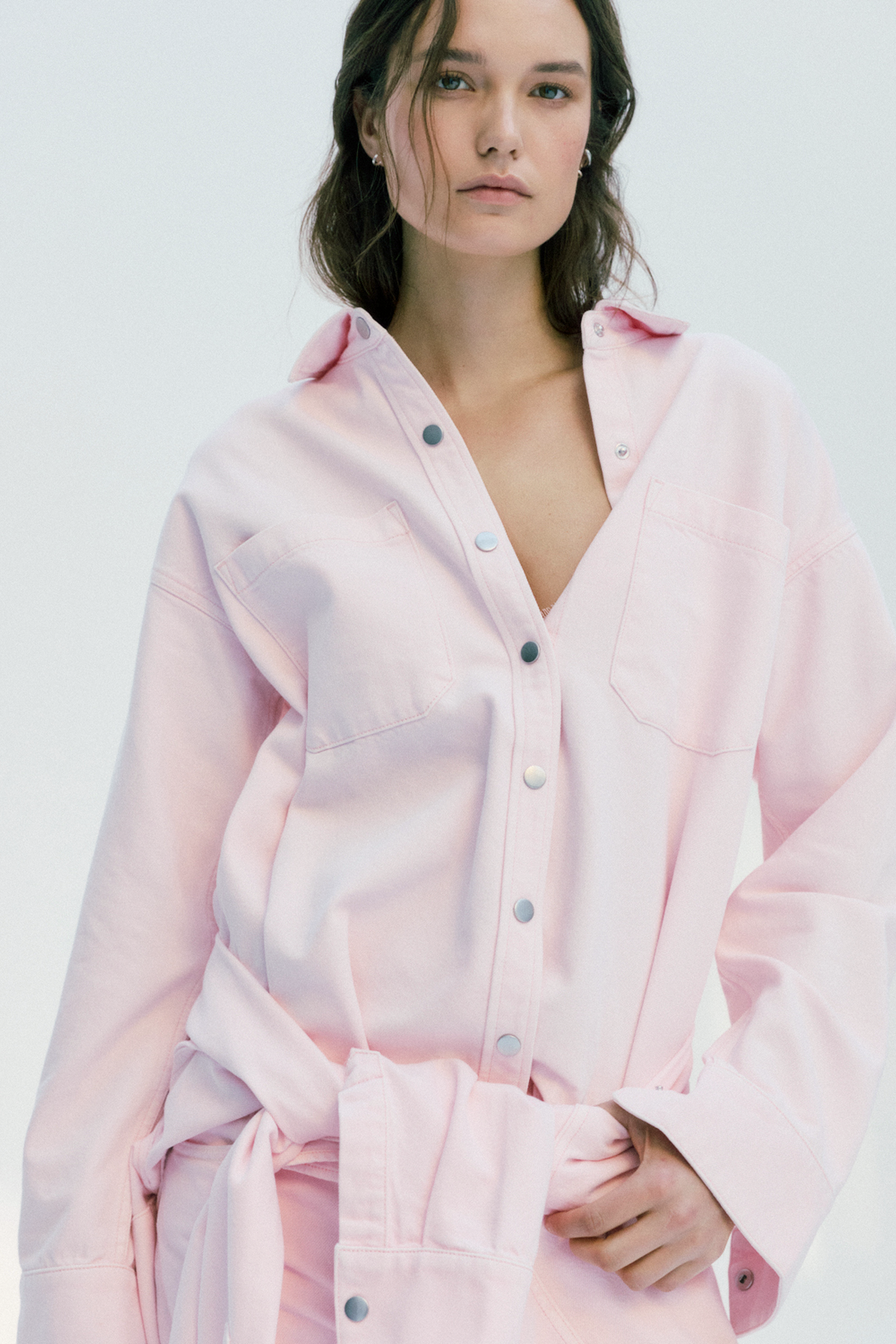 Pistola Elin Fluid Denim Shacket - Blush jeans