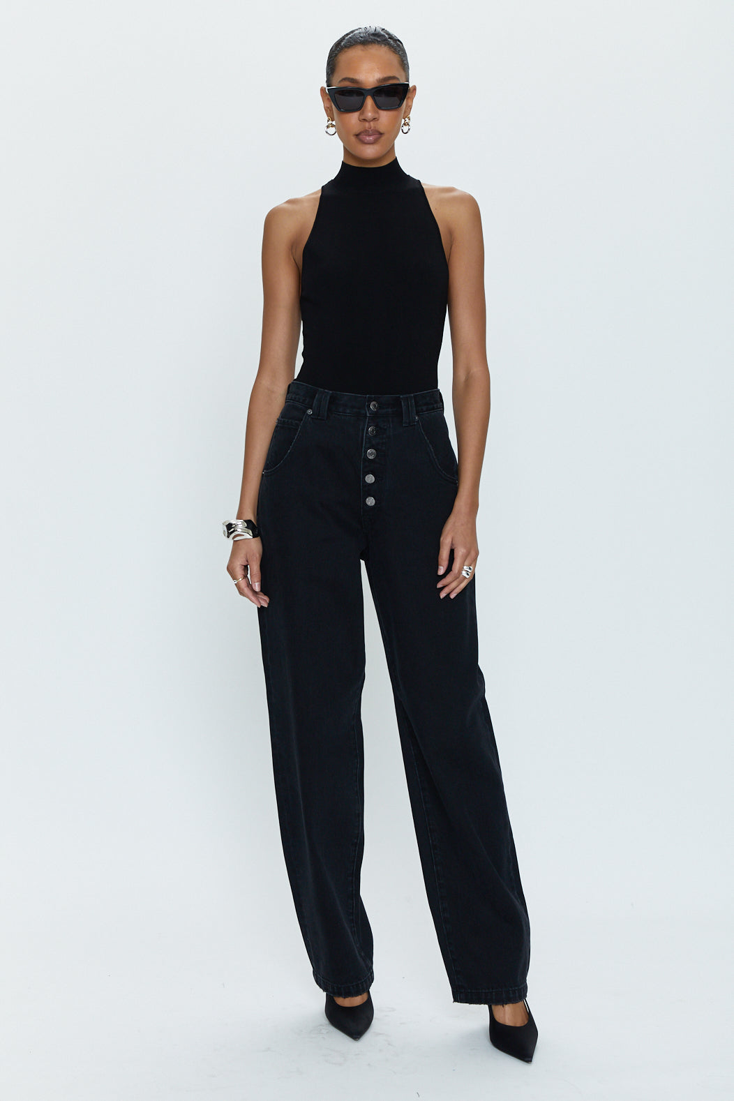 Janessa Mock Neck Bodysuit - Midnight