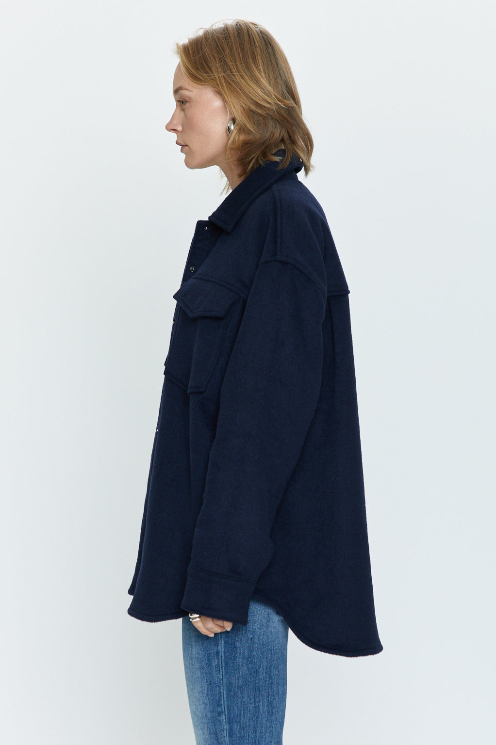 Mandy Oversized Shirt Jacket - Navy Sky