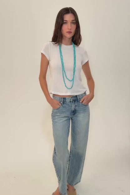 PETITE Lexi Mid Rise Bowed Straight Jean - Bowie