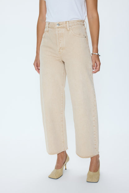 Tate Crop High Rise Bowed Wide Leg Jean - Dune