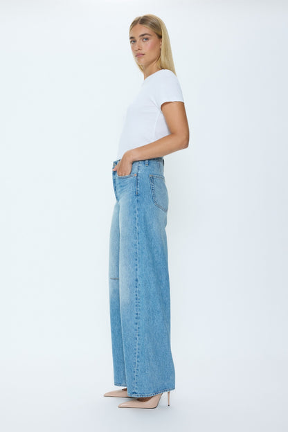 Pistola Sydney High Rise Bowed Wide - Hazy high rise jeans