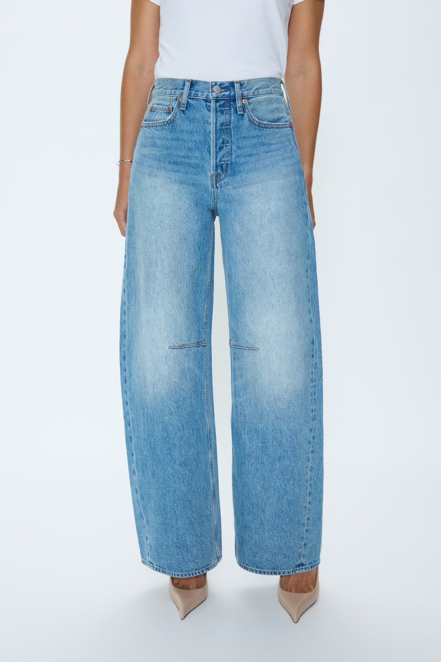 Pistola Sydney High Rise Bowed Wide - Hazy high rise jeans