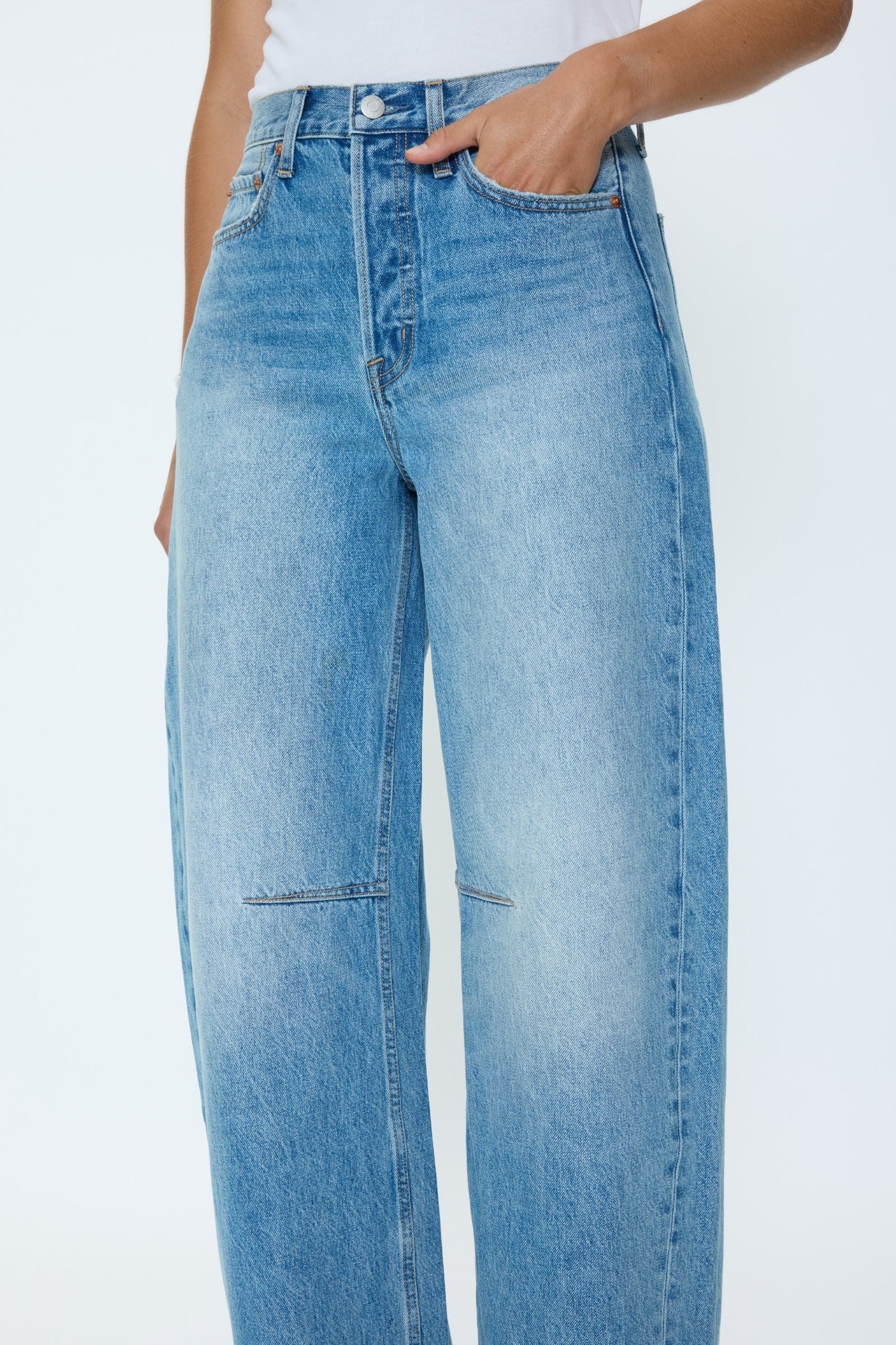 Pistola Sydney High Rise Bowed Wide - Hazy high rise jeans