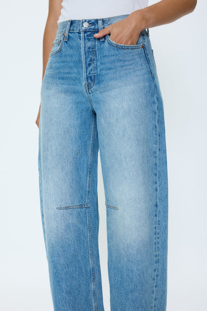 Pistola Sydney High Rise Bowed Wide - Hazy high rise jeans