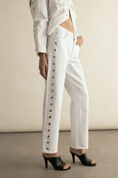 Lexi Mid Rise Bowed Straight Jean - Vivid White – Pistola Denim