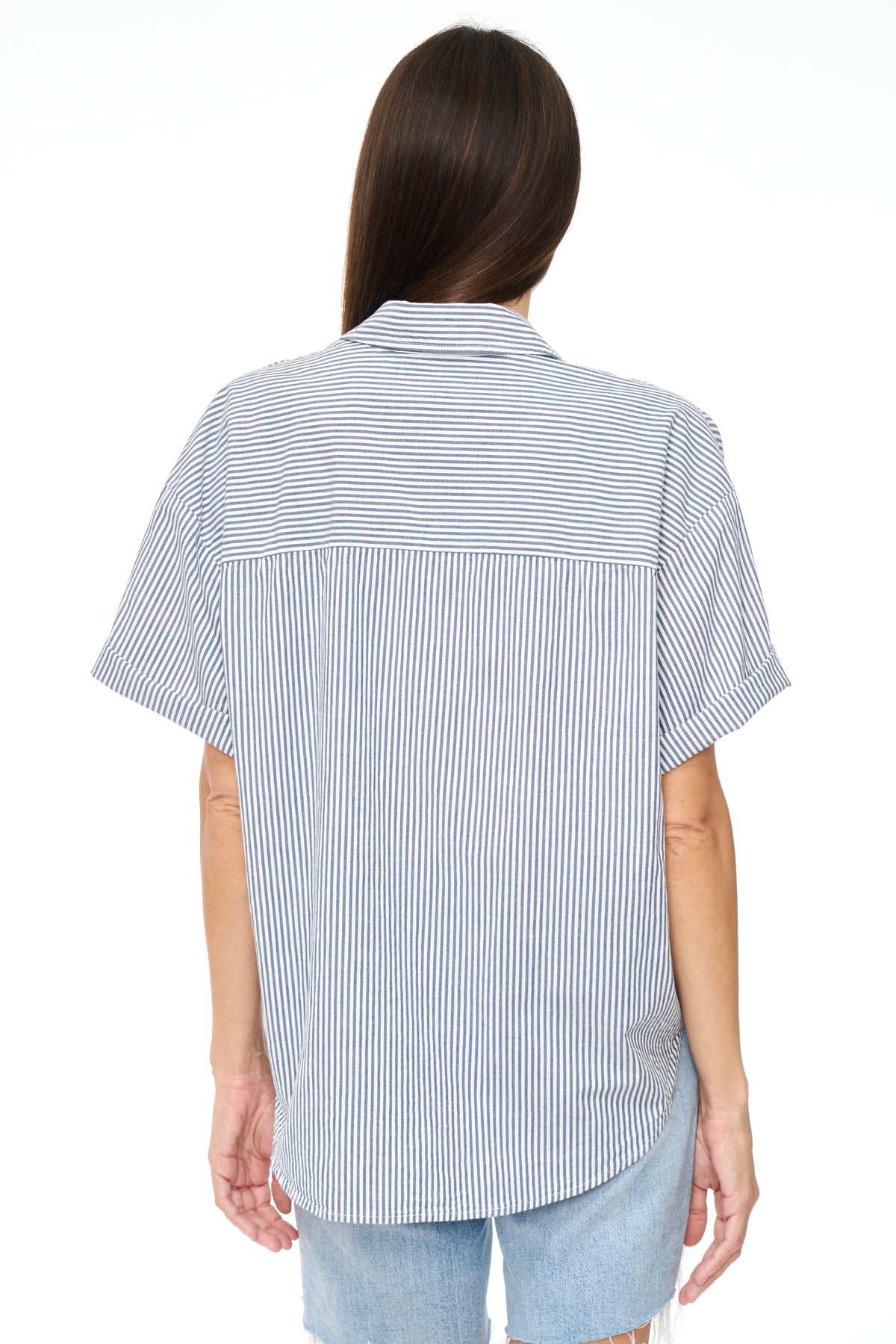 Cam Short Sleeve Button Down Shirt - Sea Stripe