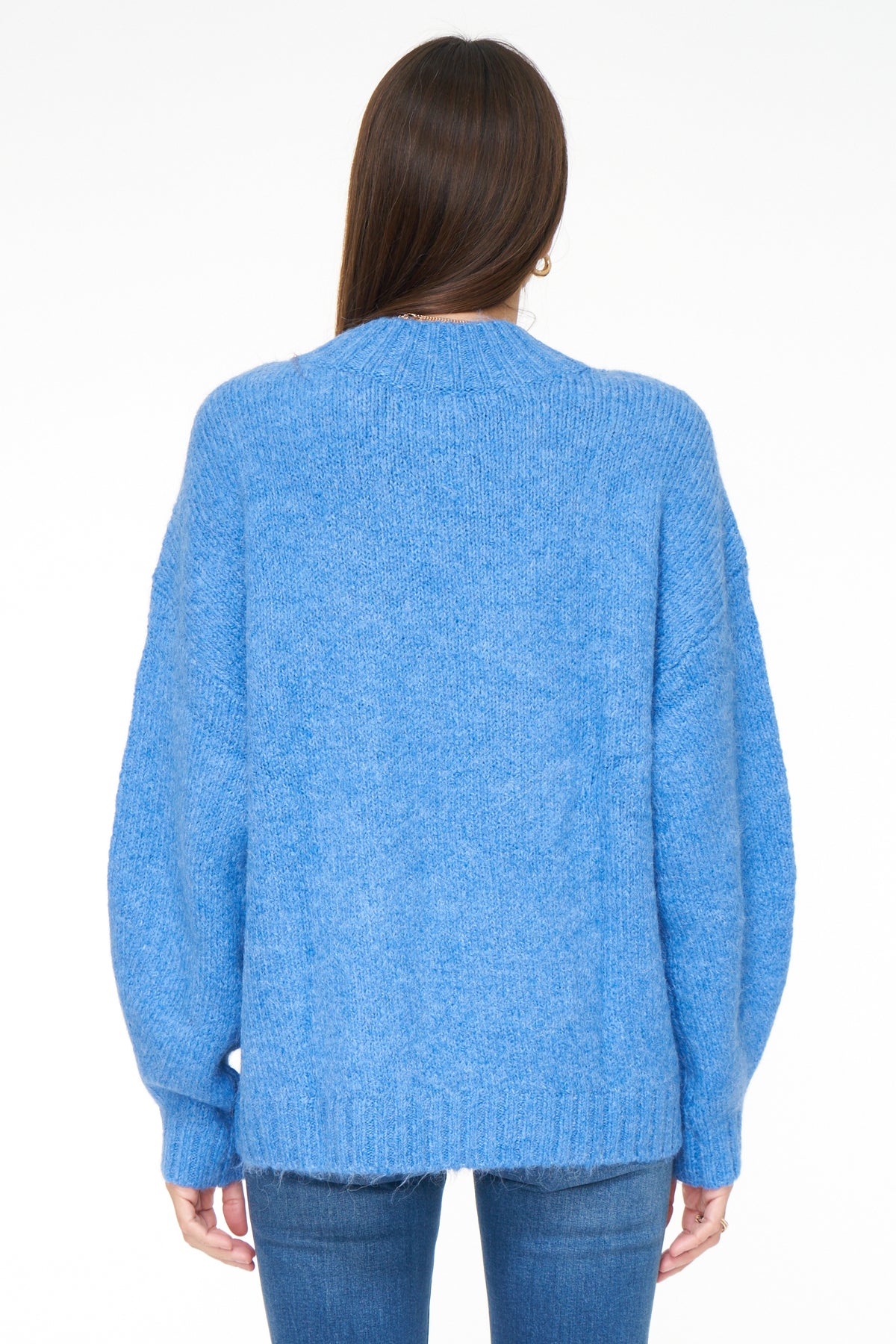 Carlen Mock Neck Sweater - Campanula Blue