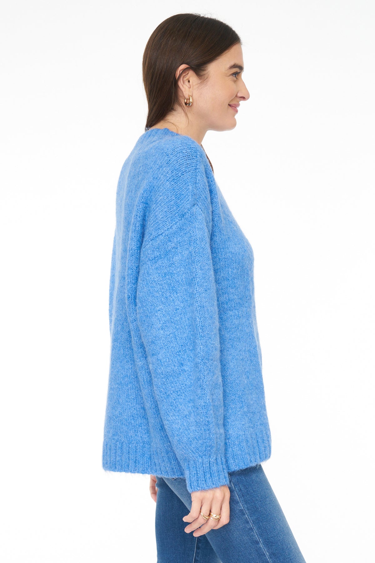 Carlen Mock Neck Sweater - Campanula Blue