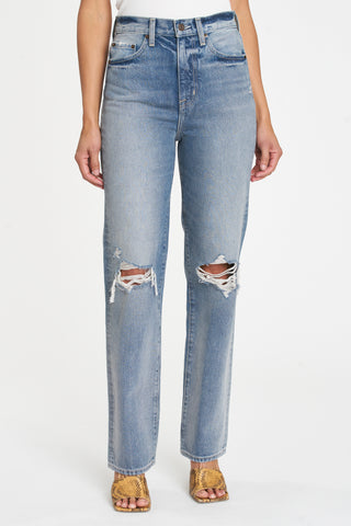 Cassie Super High Rise Straight - Belmont Distressed