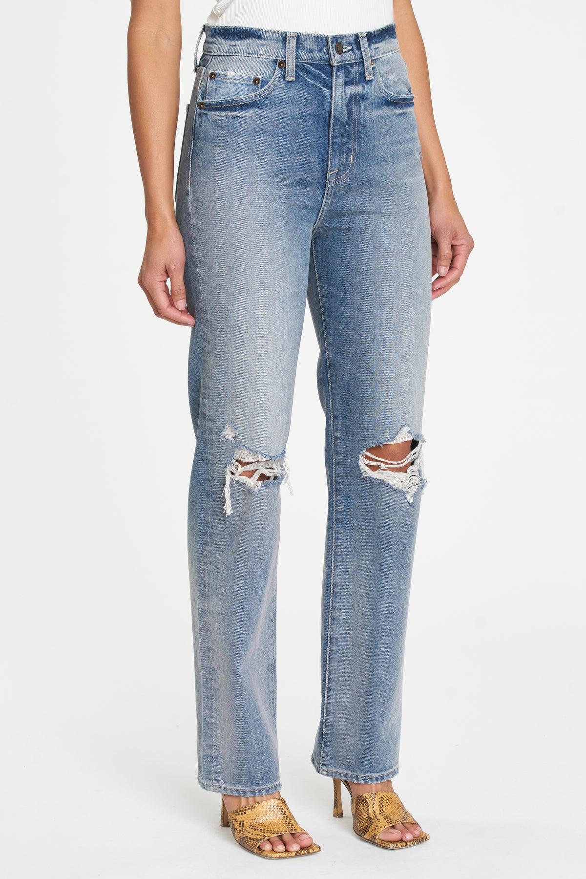 Cassie Super High Rise Straight - Belmont Distressed