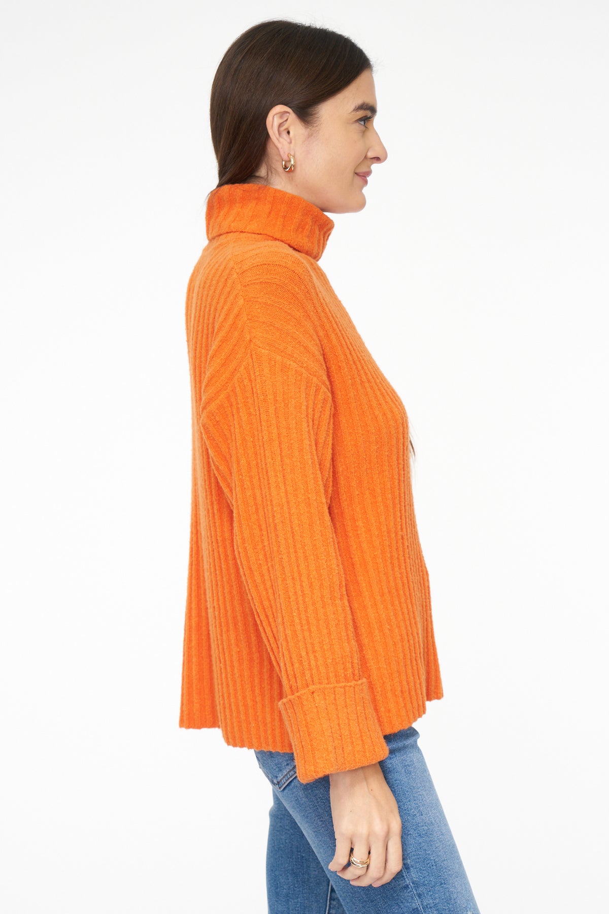 Dallas Relaxed Turtle Neck Sweater - Burnt Orange