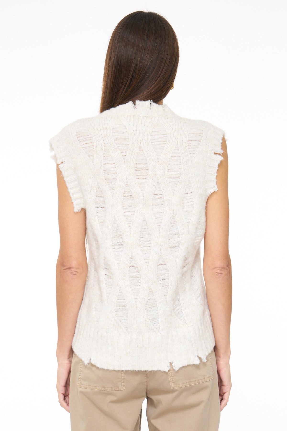 Jayden Relaxed Sweater Vest - Ecru Open Knit