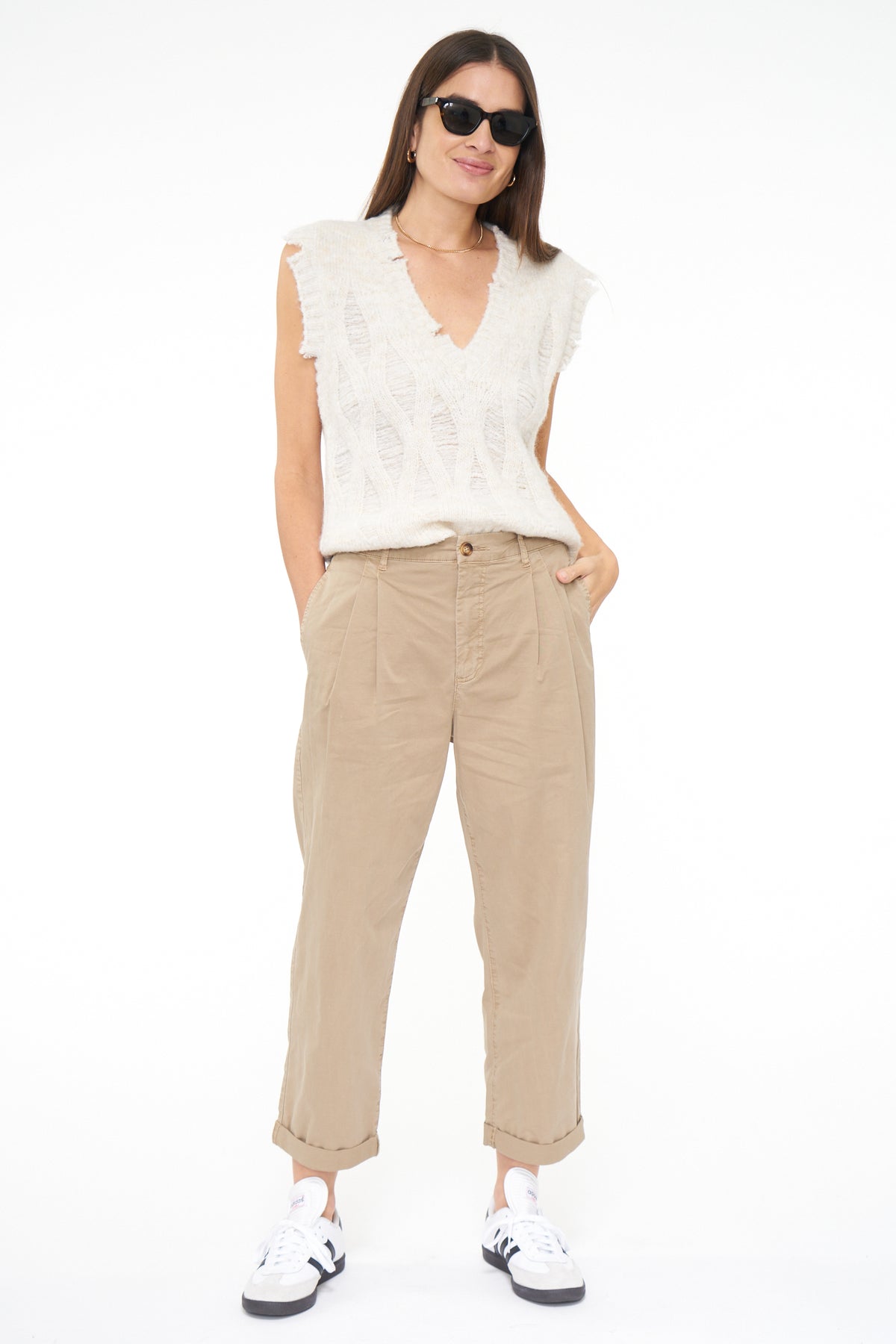 Jayden Relaxed Sweater Vest - Ecru Open Knit