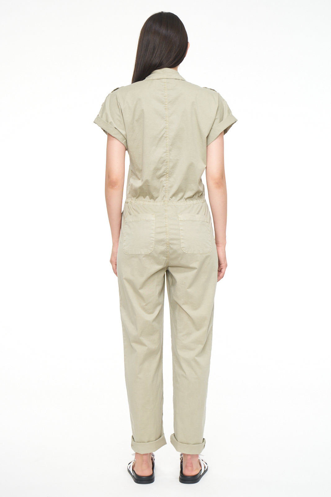 Jordan Short Sleeve Zip Front Jumpsuit - Pistachio