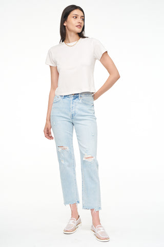 Charlie High Rise Classic Straight Ankle - Hilo Distressed