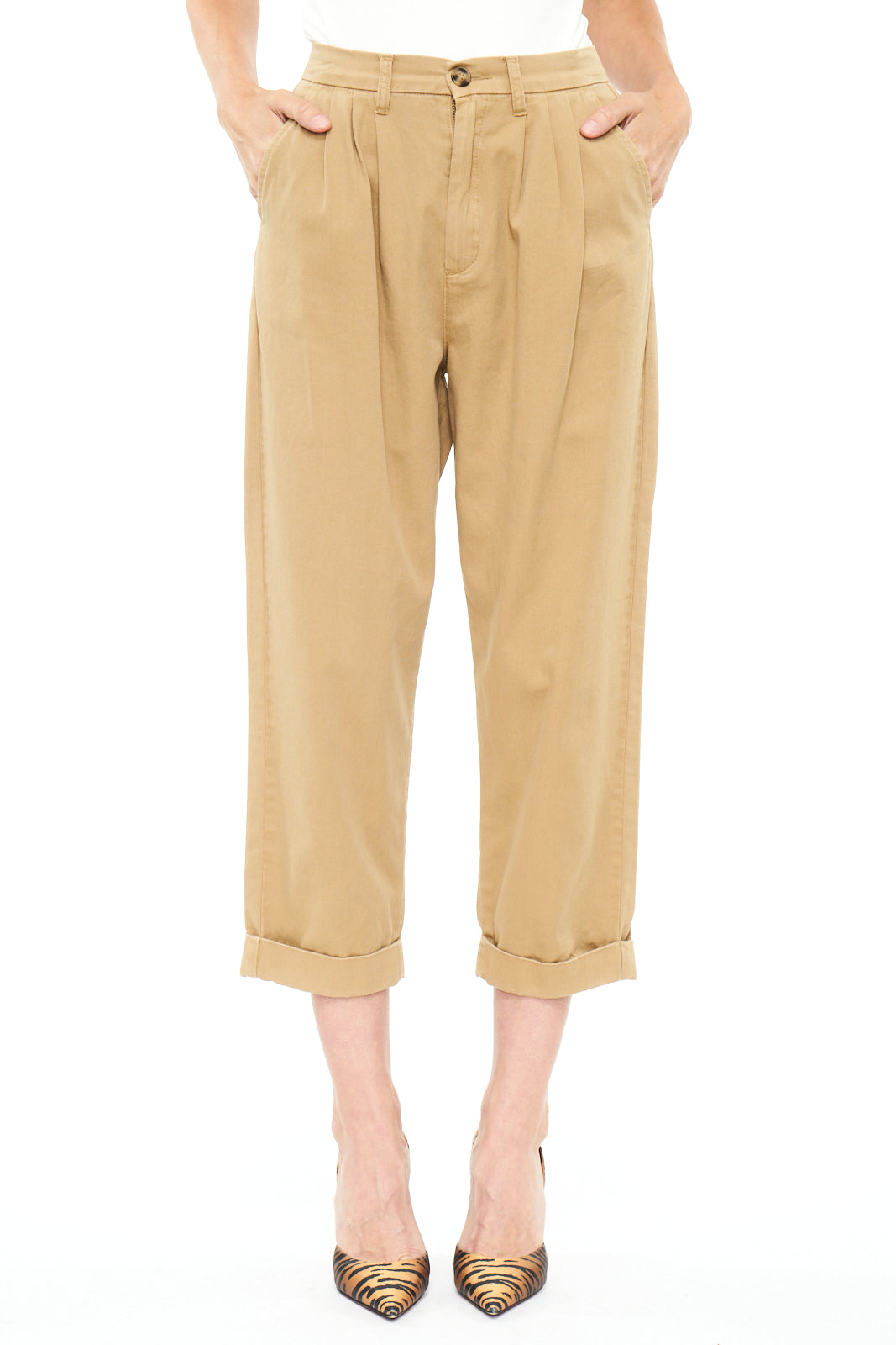 Esprit WITH HIGH RISE WAIST  Chinos  light khakiolive  Zalandoie