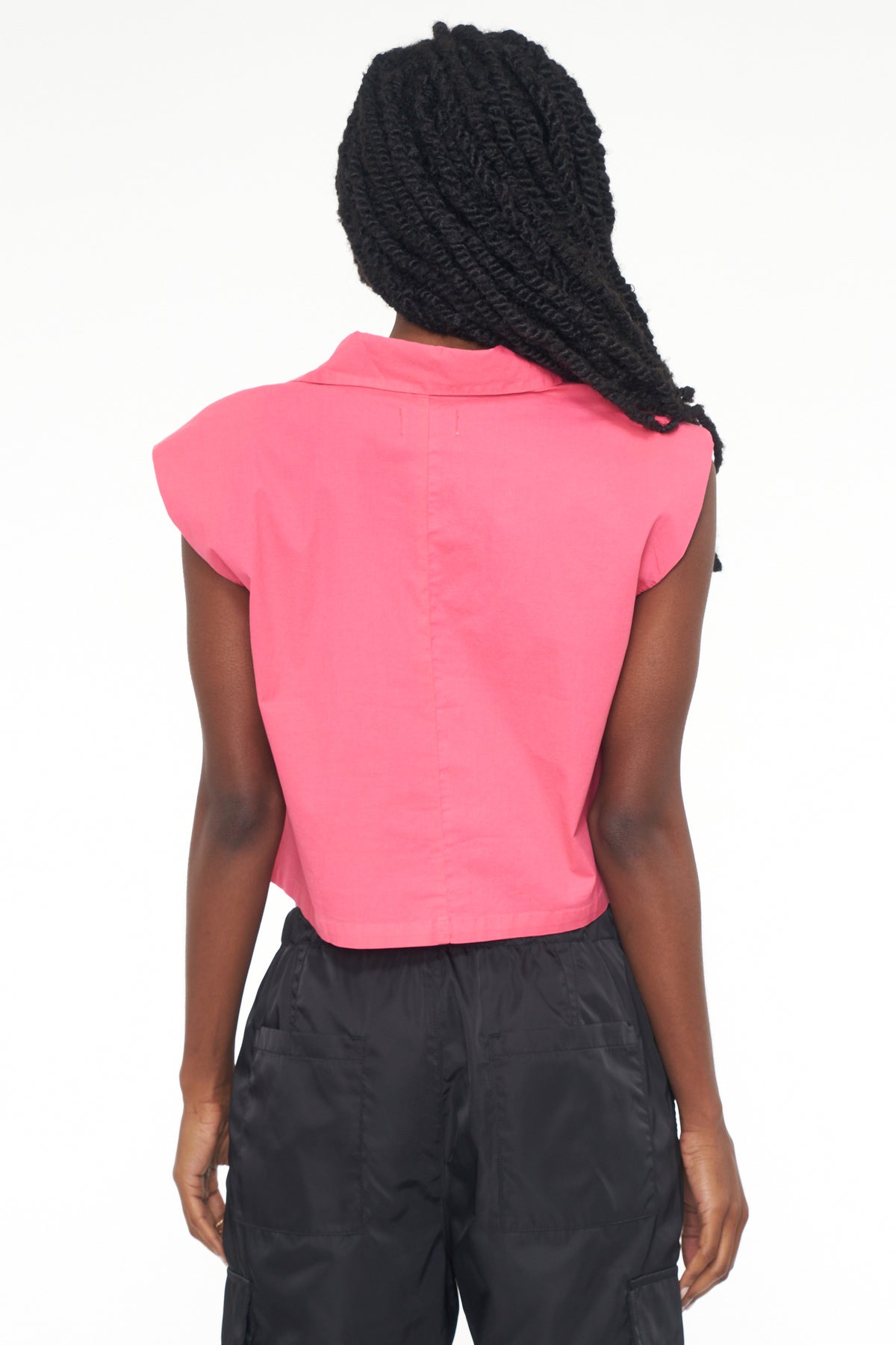 Liam Sleeveless Button Down Shirt - Pink Punch