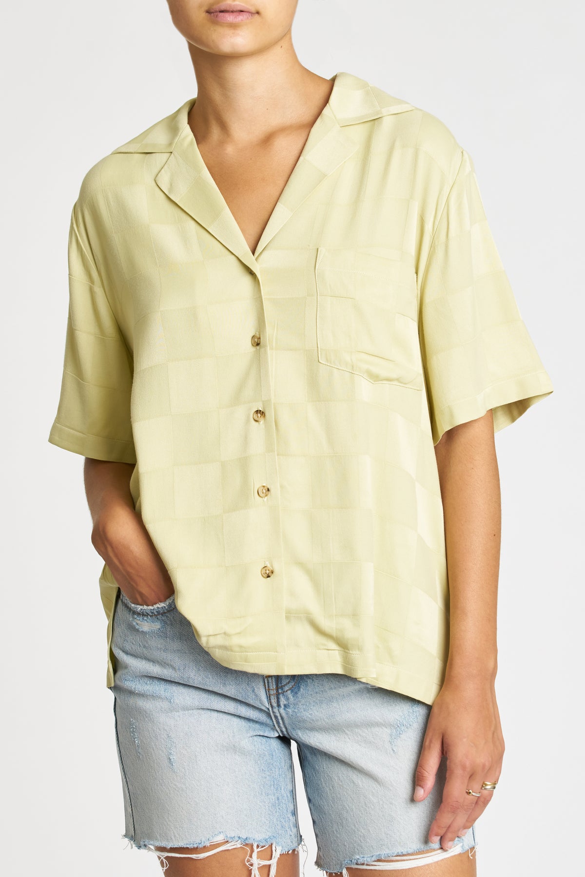 Lucy Pajama Shirt - Citron Grid