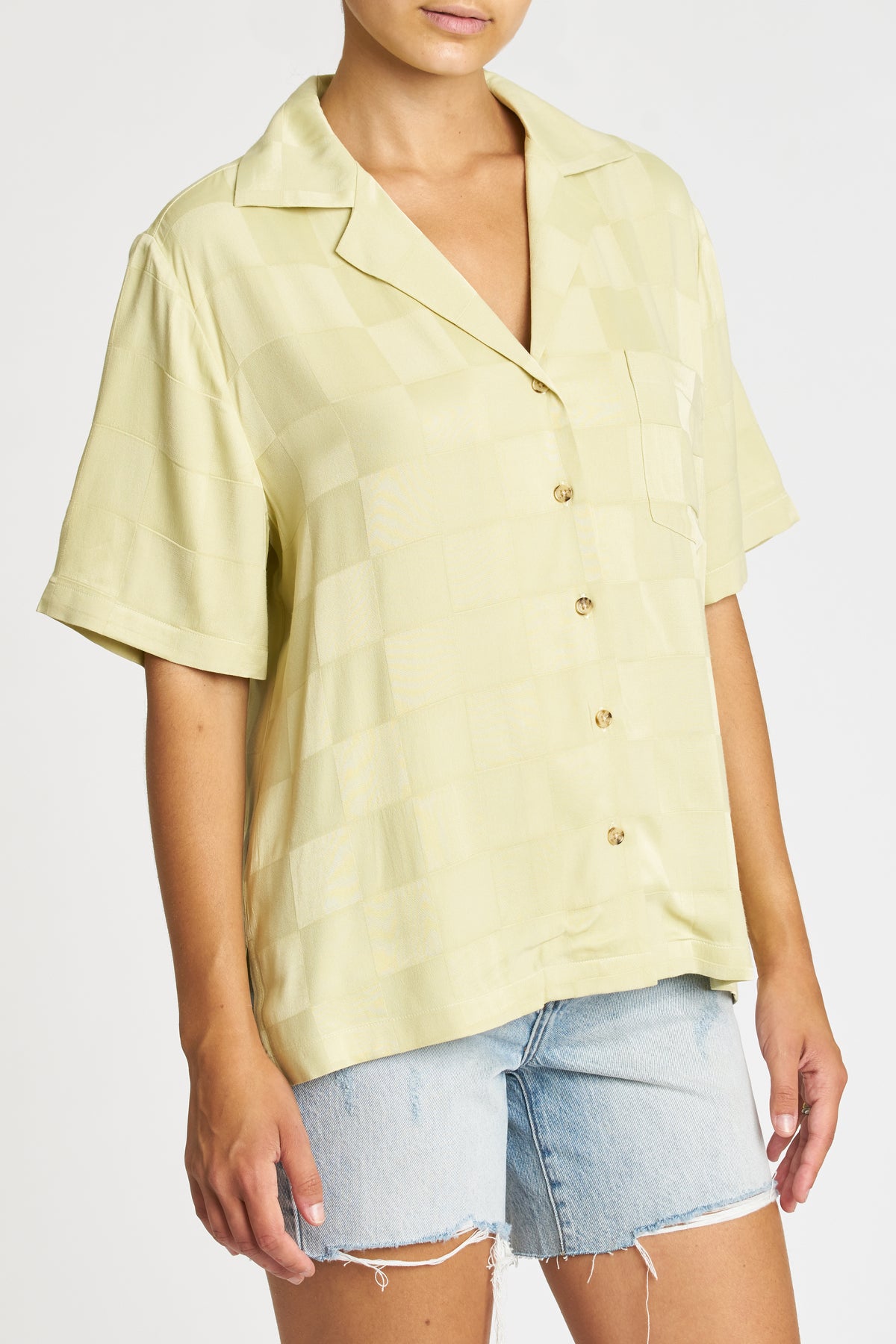 Lucy Pajama Shirt - Citron Grid