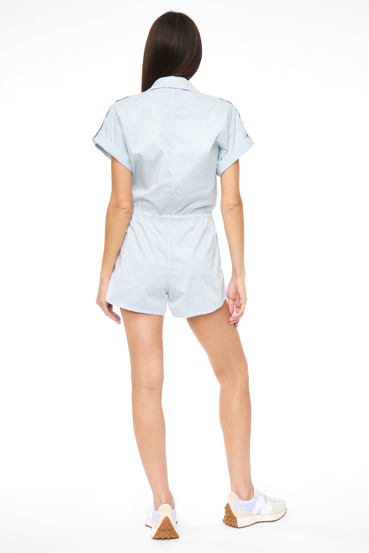 Meg Zip Front Romper - Sky