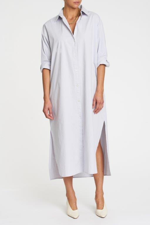 Sloane Oversized Button Down Shirt Dress - Blue Mist