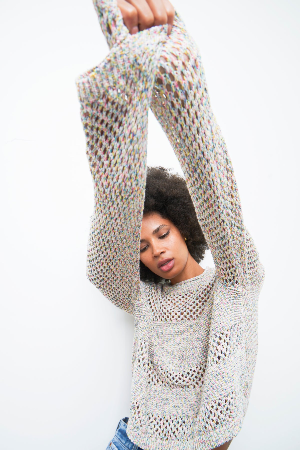 Caroline Open Knit Pullover Sweater - Multipop