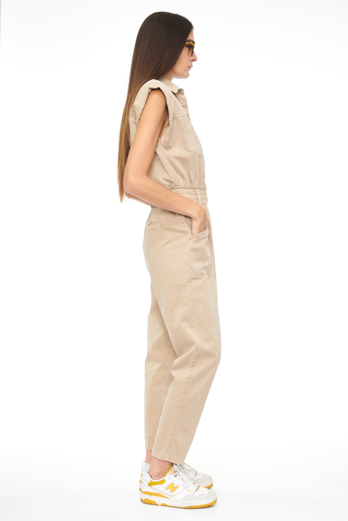 Rosie Shoulder Pad Jumpsuit - Sesame