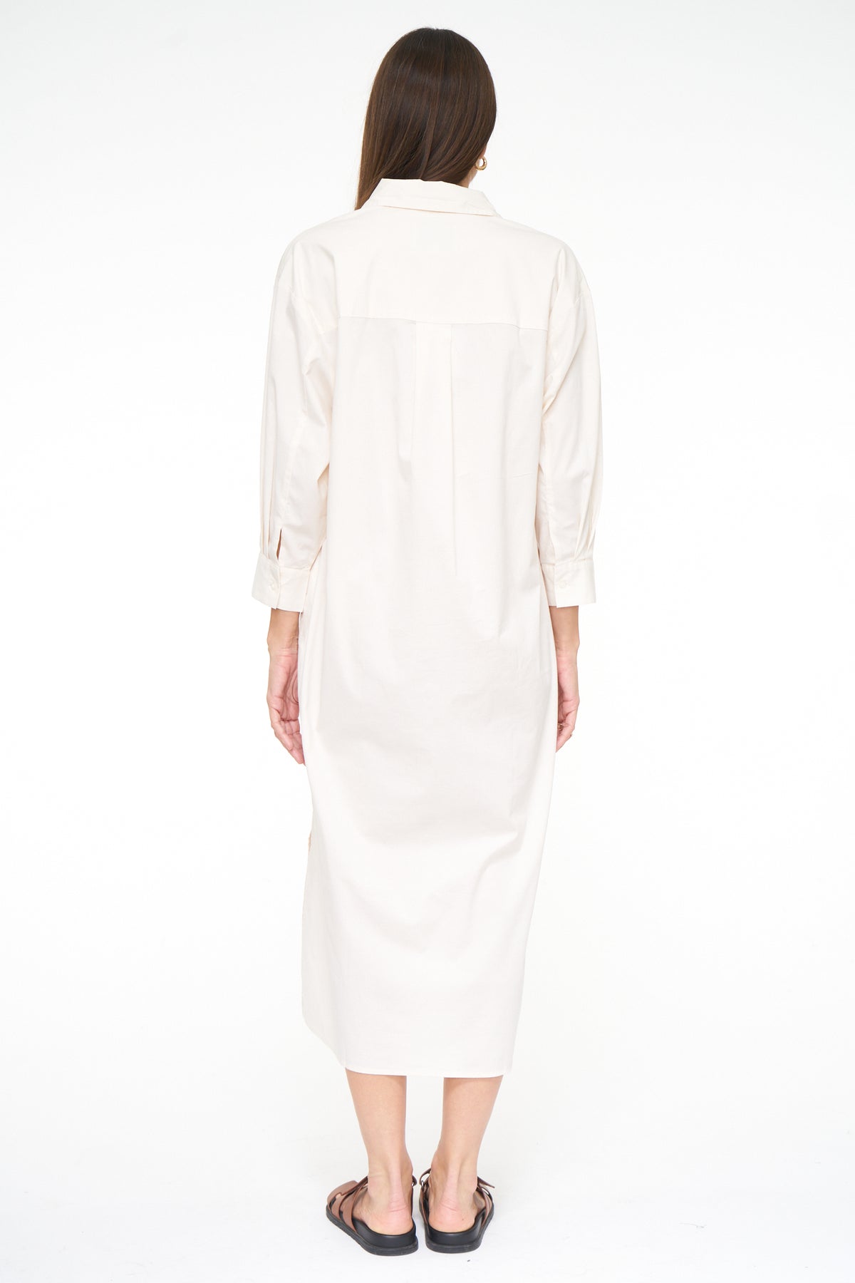 Sloane Oversized Button Down Shirt Dress - Sand Shell