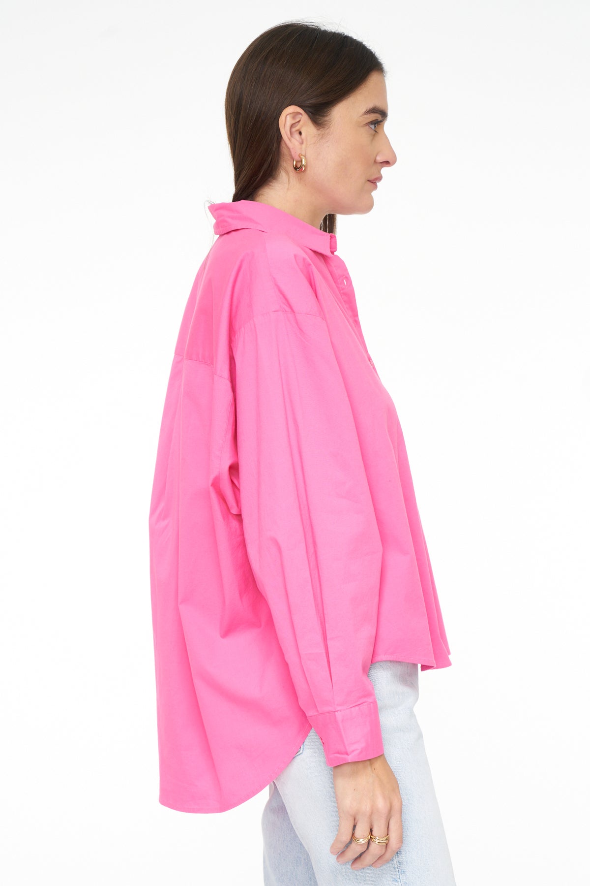 Sloane Oversized Button Down Shirt - Bright Pink