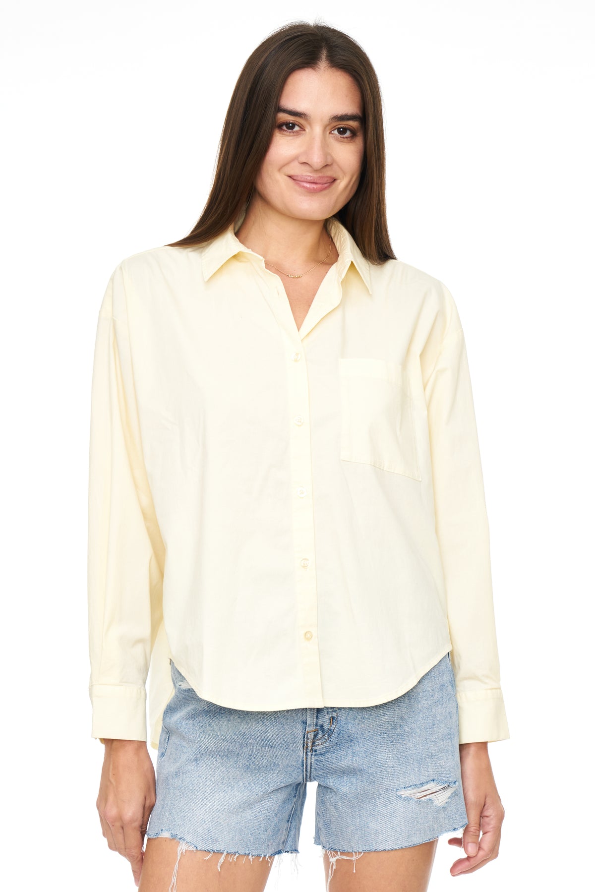 Sloane Long Sleeve Oversized Button Down Shirt - Butter Yellow