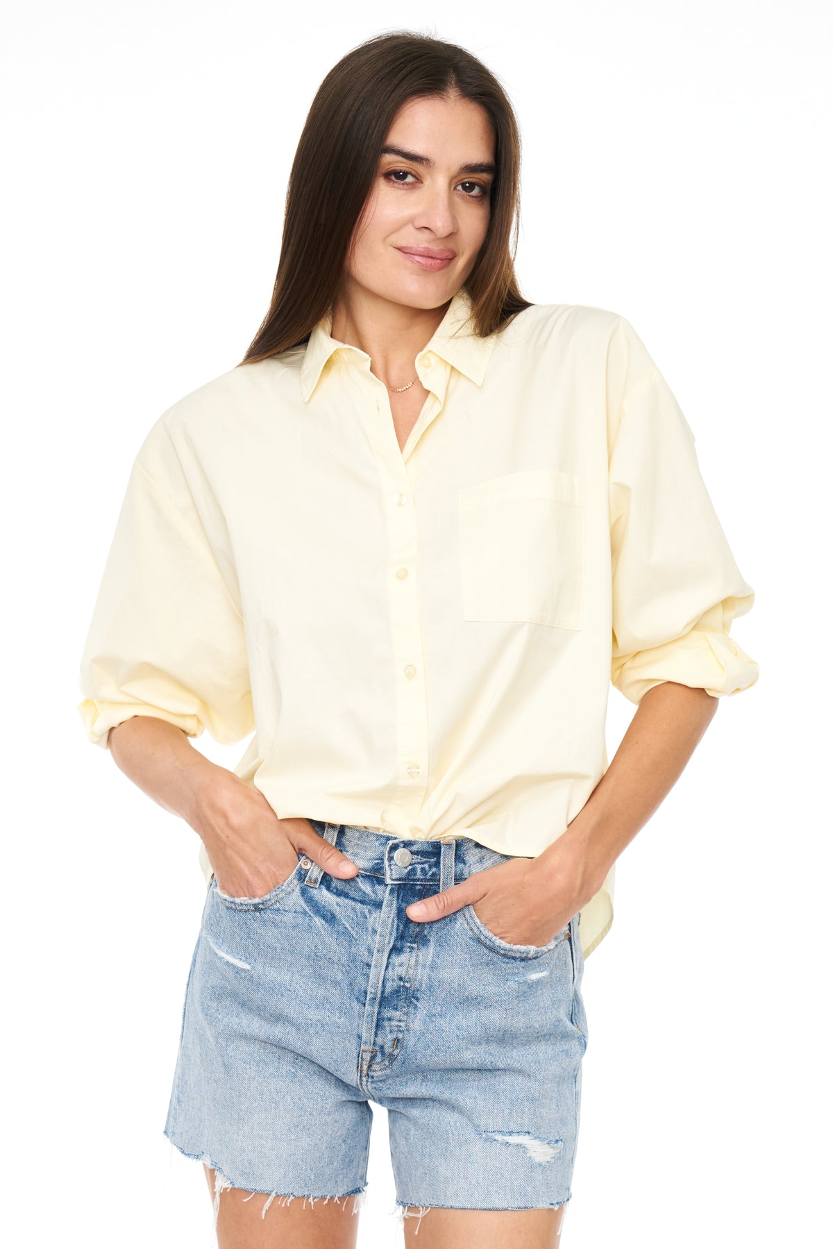 Sloane Long Sleeve Oversized Button Down Shirt - Butter Yellow