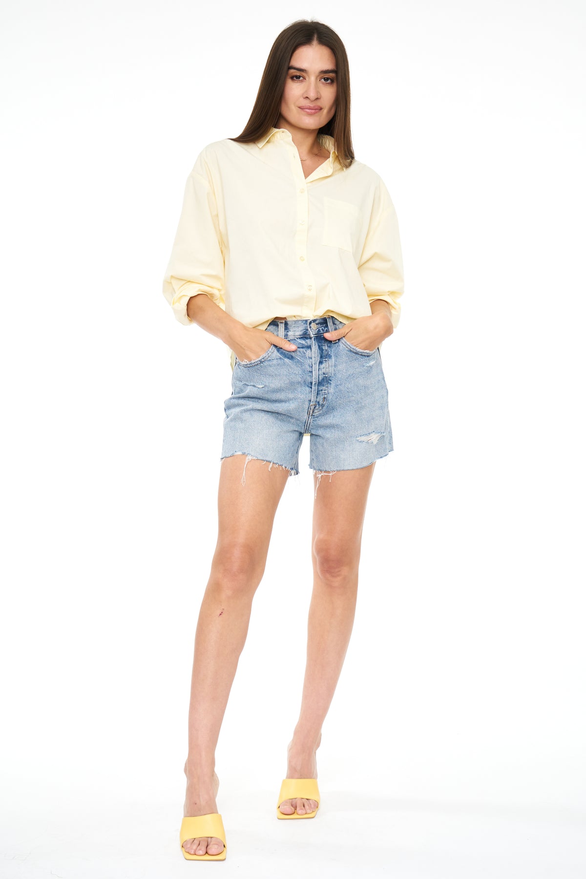 Sloane Long Sleeve Oversized Button Down Shirt - Butter Yellow
