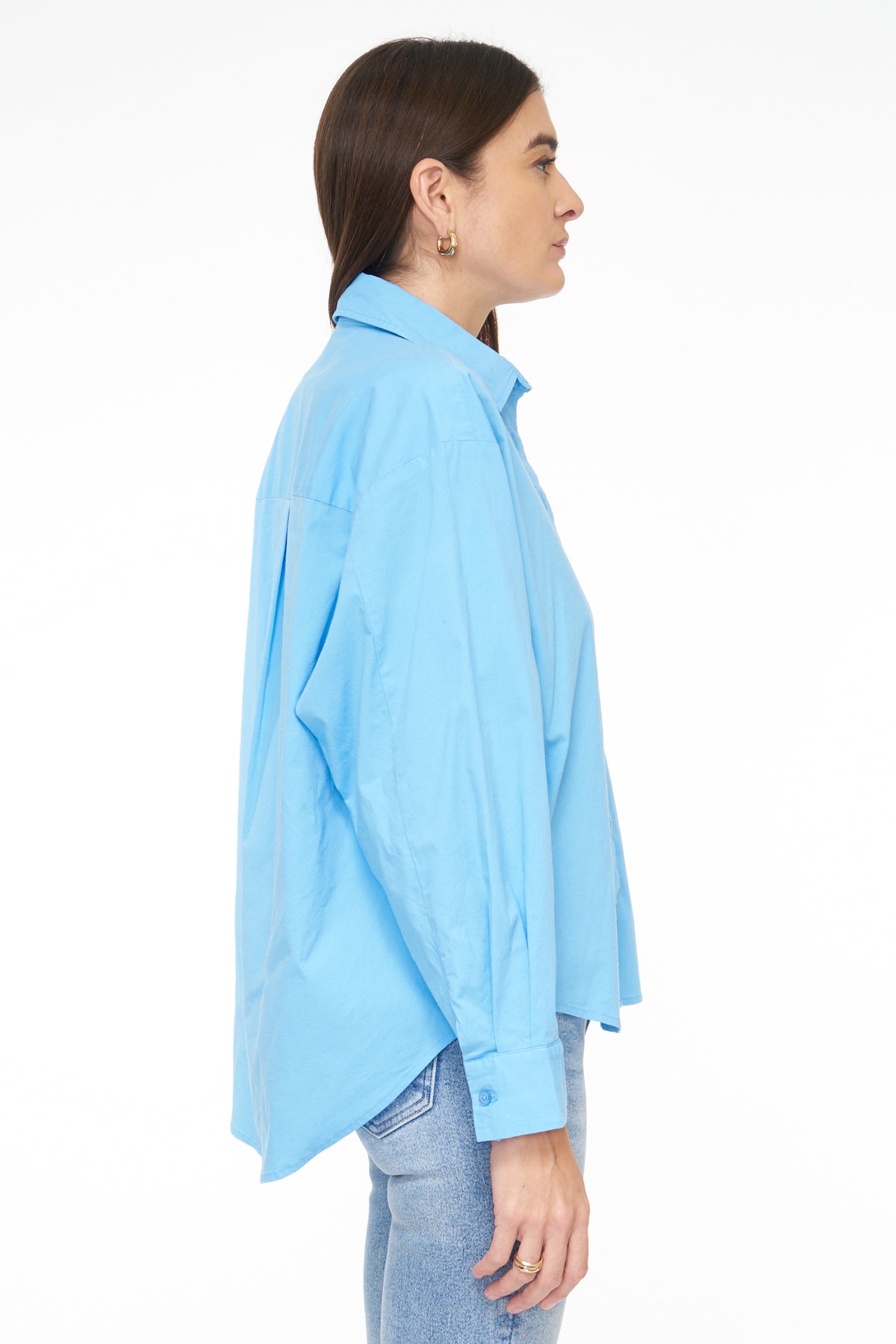Sloane Long Sleeve Oversized Button Down Shirt - Campanula Blue