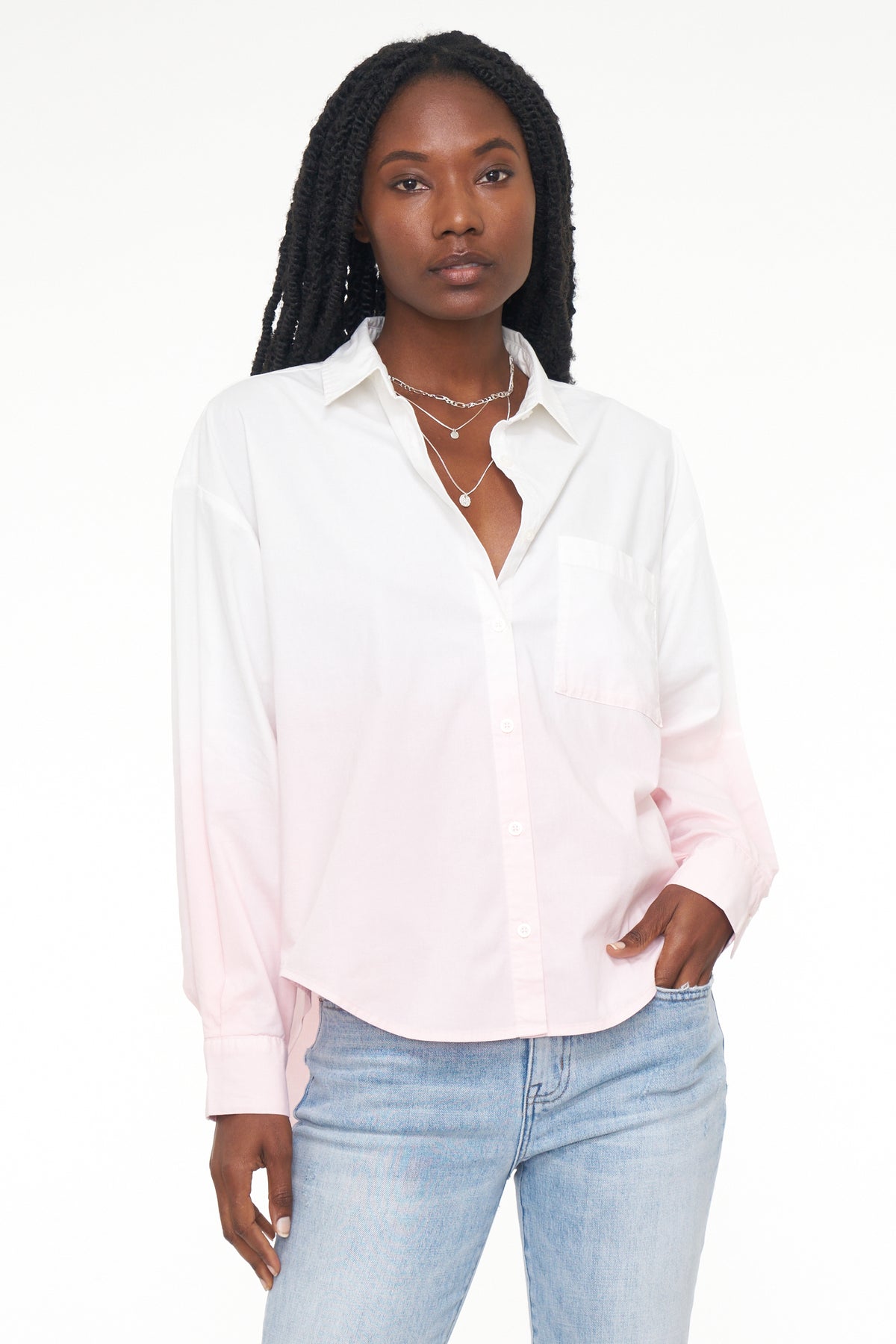 Sloane Oversized Button Down Shirt - Rose Dip Dye