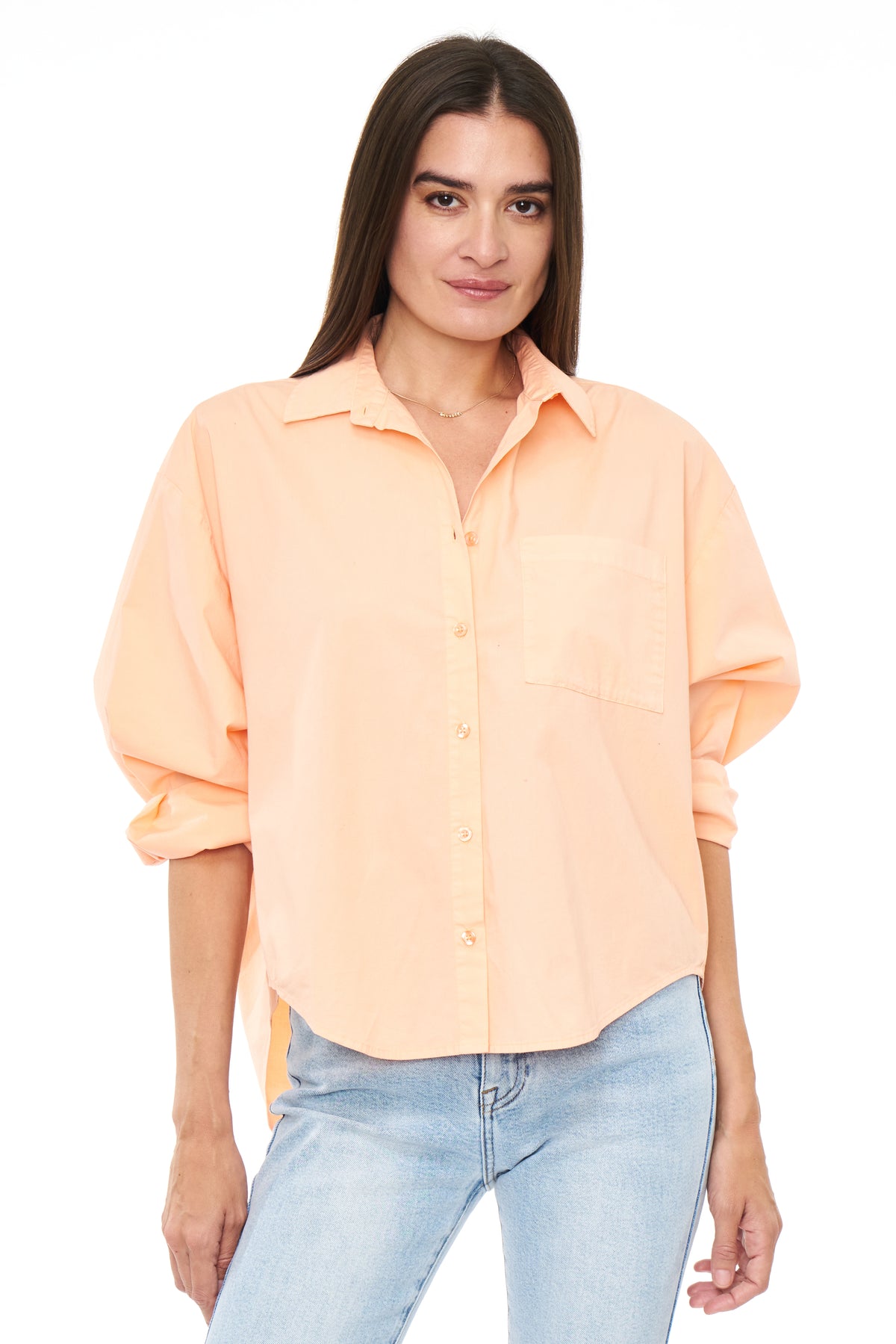 Sloane Long Sleeve Oversized Button Down Shirt - Sherbet
