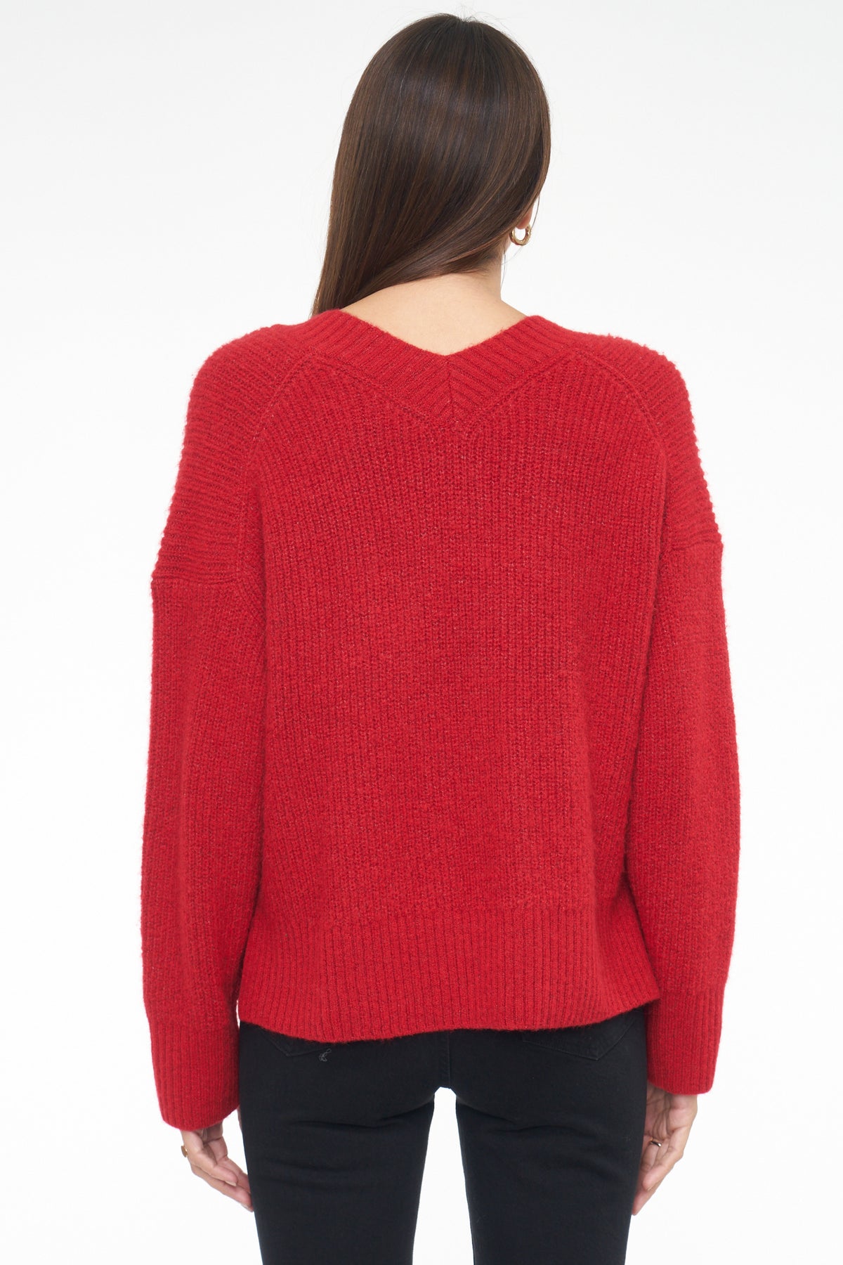 Vania V Neck Sweater - Scarlet