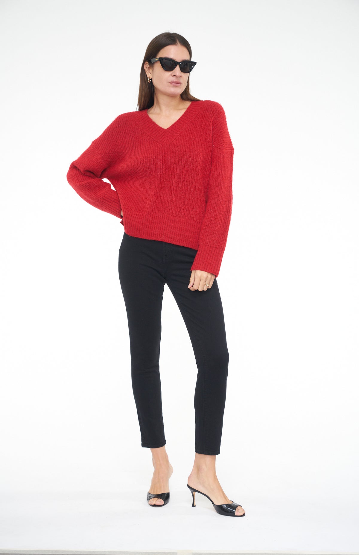 Vania V Neck Sweater - Scarlet